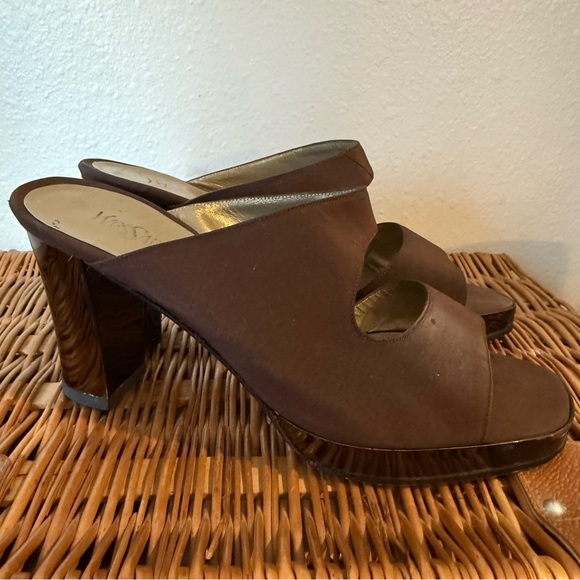 Yves Saint Laurent Heels Size 8.5 Brown Platform Slides Sandals PROJECT FLAWS - Picture 5 of 8